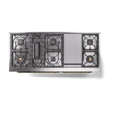 ILVE UN60FNMPEGGLP Nostalgie II Noblesse 60 inch Dual Fuel Range (9 Sealed Burners + Griddle, Liquid Propane, Triple Glass Door, Emerald Green, Brass)