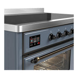 ILVE UMIB48NR3BGB Majestic III 48 inch Induction Range with 6 Elements, 5.02 cu. ft. Total Oven Capacity (Triple Glass Door, Blue Grey, Burnished)