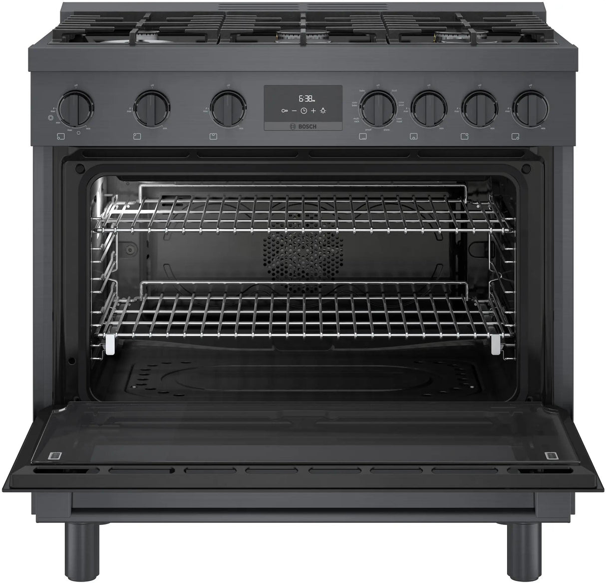 800 Series Dual Fuel Freestanding Range 36" Black Stainless Steel