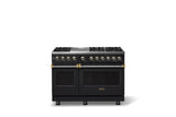 48"W. Dual Fuel Range (Burner: 6g, Finish: Onyx, Trim: Brushed Brass, Fuel: Natural Gas)