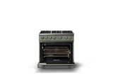 36"W. Sealed Burner Gas Range (Burner: 6b, Finish: Eucalyptus, Trim: Polished Chrome, Fuel: Natural Gas)
