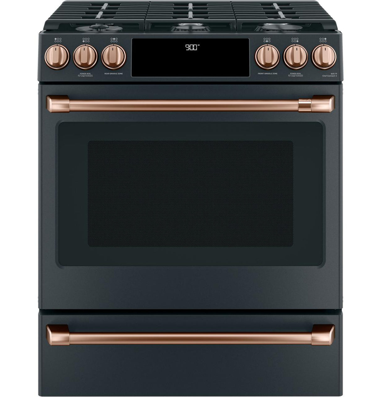 Café™ 30" Smart Slide-In, Front-Control, Dual-Fuel Range with Warming Drawer