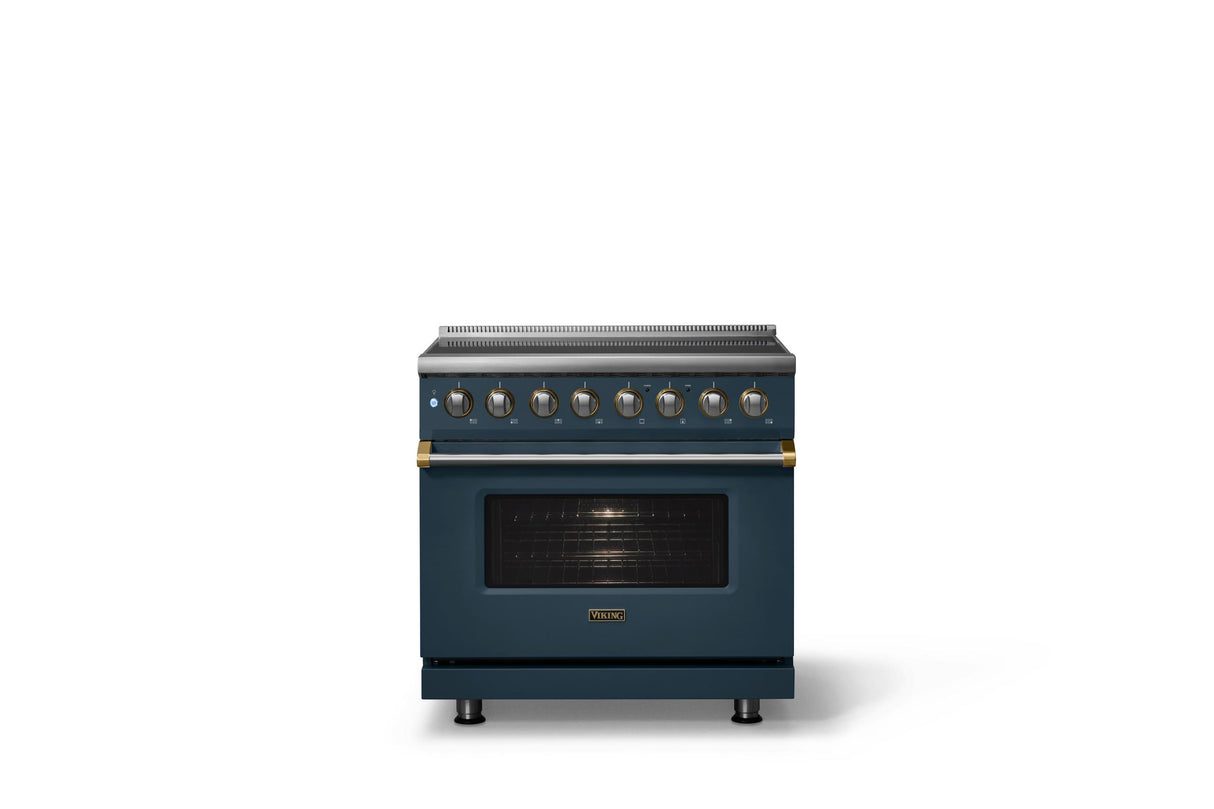 36"W. Induction Range (Finish: Squall, Trim: Brushed Brass)