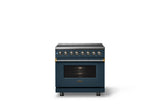 36"W. Induction Range (Finish: Squall, Trim: Brushed Brass)