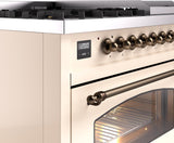 Nostalgie II 48 Inch Dual Fuel Liquid Propane Freestanding Range in Antique White with Bronze Trim