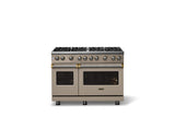 48"W. Sealed Burner Gas Range (Burner: 8b, Finish: Nantucket, Trim: Brushed Brass, Fuel: Natural Gas)