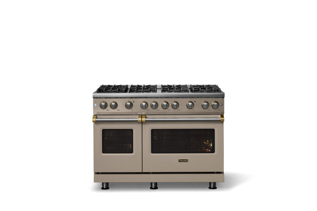 48"W. Sealed Burner Gas Range (Burner: 8b, Finish: Nantucket, Trim: Brushed Brass, Fuel: Propane)