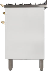 Nostalgie 36 Inch Gas Natural Gas Freestanding Range in White with Brass Trim