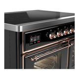 ILVE UMDIB40NR3BKP Majestic III 40 inch Induction Range with 6 Elements, 3.82 cu. ft. Total Oven Capacity (Triple Glass Door, Glossy Black, Copper)