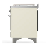 ILVE UM48FSQNR3AWC Majestic III 48 inch Dual Fuel Range with 5 Black Brass Burners, Griddle and French Top, Dual Function Burner up to 25,000 BTU (Natural Gas, Solid Door, Antique White, Chrome)