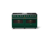 60"W.Dual Fuel Range (Finish: Ivy, Trim: Polished Chrome, Fuel: Propane)