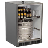Outdoor 24" Twin Tap Built In Beer Dispenser with Stainless Steel Door - Solid Stainless Steel Door With Lock - Right Hinge