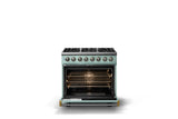 36"W. Dual Fuel Range (Burner: 6b, Finish: Splash, Trim: Polished Chrome, Fuel: Propane)