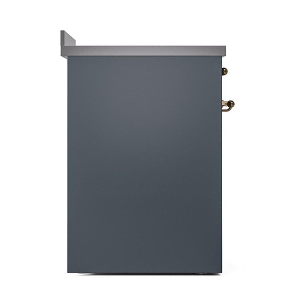 ILVE UNI304QNMPBGG Nostalgie II Noblesse 30 inch Induction Range (Solid Door, Blue Grey, Brass)