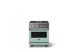 30"W. Open Burner Gas Range (Finish: Splash, Trim: Brushed Brass, Fuel: Natural Gas)