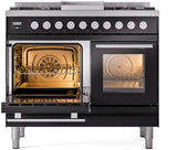 Professional Plus II 40 Inch Dual Fuel Natural Gas Freestanding Range in Glossy Black with Trim