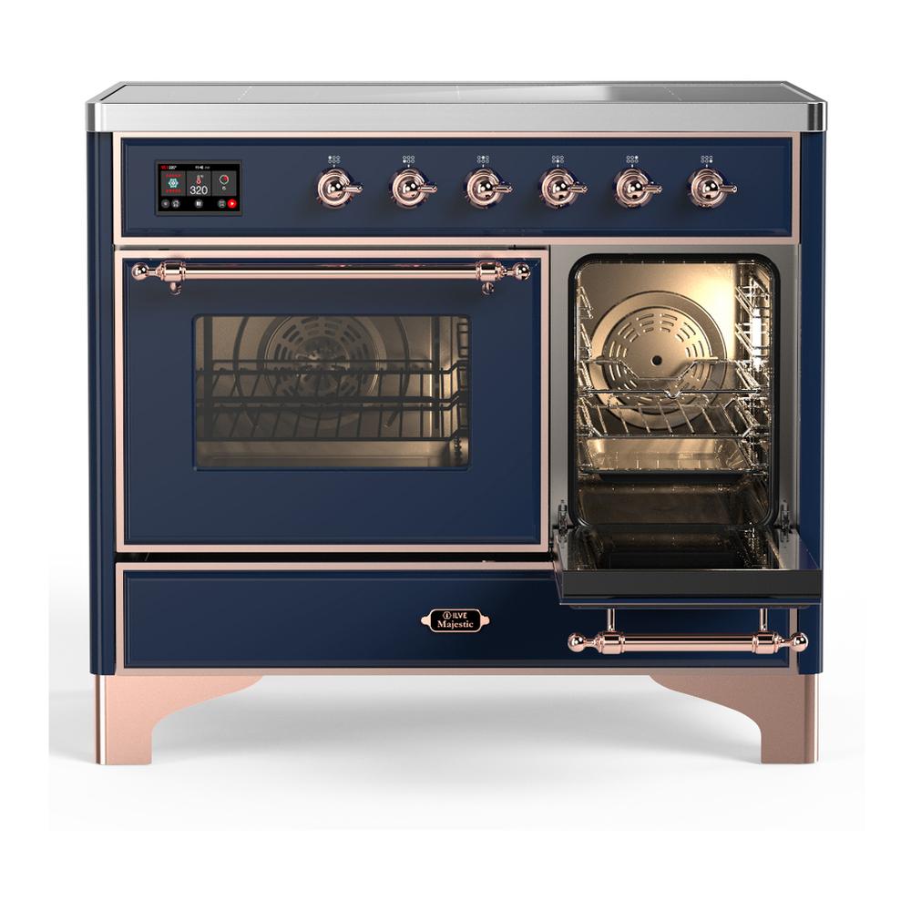 ILVE UMDIB40NR3MBP Majestic III 40 inch Induction Range with 6 Elements, 3.82 cu. ft. Total Oven Capacity (Triple Glass Door, Midnight Blue, Copper)