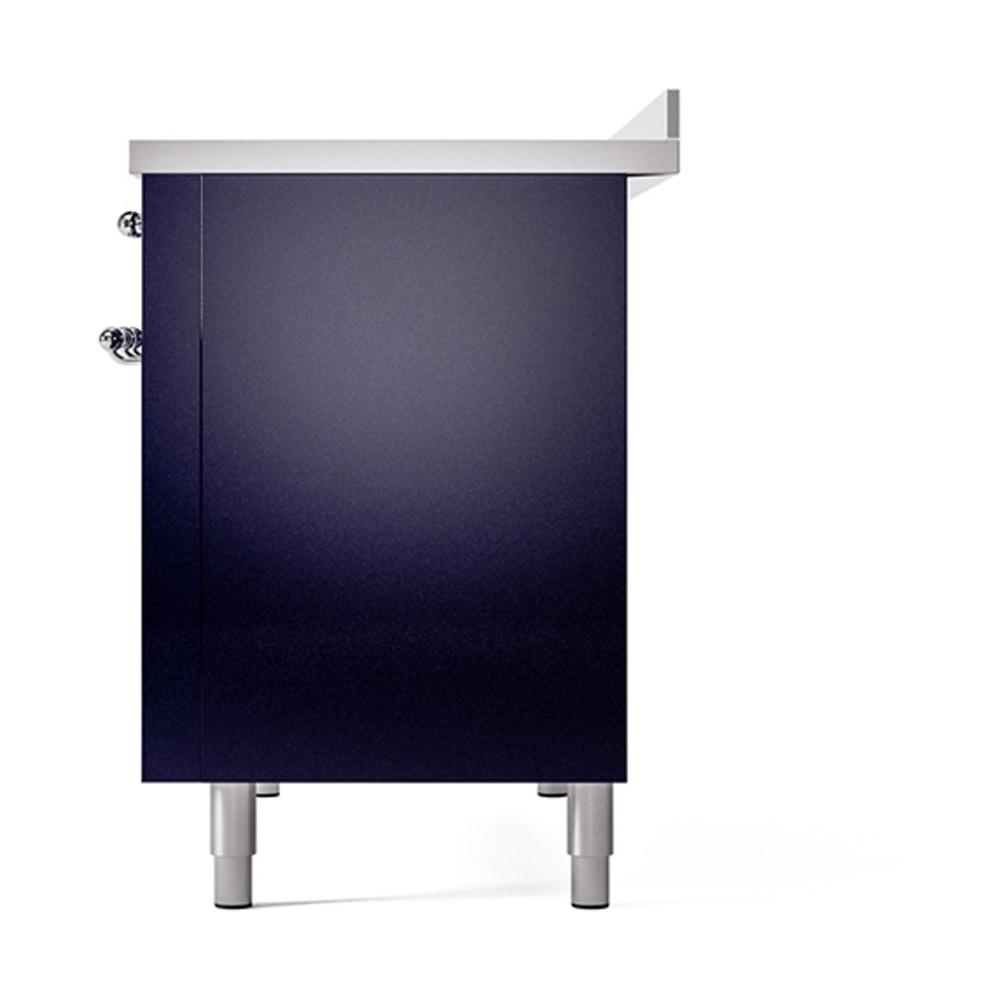 ILVE UNI486QNMPMBC Nostalgie II Noblesse 48 inch Induction Range (Solid Door, Midnight Blue, Chrome)