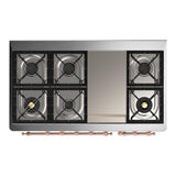 ILVE UM48FNR3WHP Majestic III 48 inch Dual Fuel Range with 8 Burners and Griddle, Dual Function Burner up to 25,000 BTU (Natural Gas, Triple Glass Door, White, Copper)