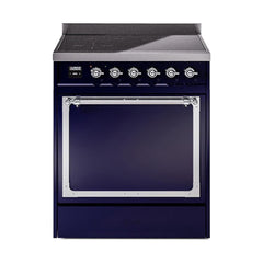 ILVE UNI304QNMPMBC Nostalgie II Noblesse 30 inch Induction Range (Solid Door, Midnight Blue, Chrome)