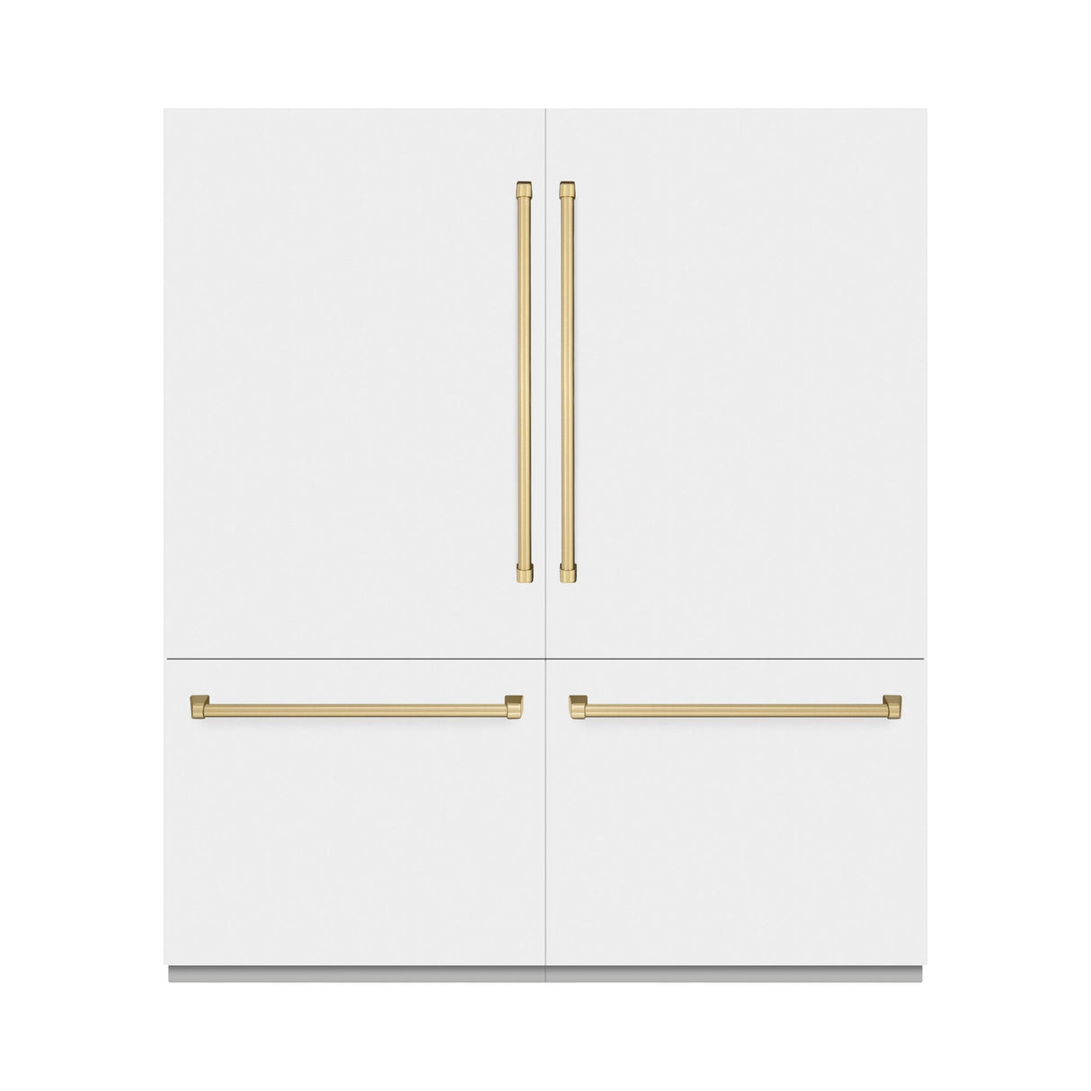 ZLINE Autograph Edition 72 in. 39.6 cu. ft. French Door Built-In Bottom Freezer Refrigerator with Water Dispensers and Ice Makers in White Matte and Champagne Bronze Accents (RBITZ-WM-72-CB)