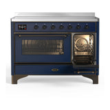 ILVE UMIB48NR3MBB Majestic III 48 inch Induction Range with 6 Elements, 5.02 cu. ft. Total Oven Capacity (Triple Glass Door, Midnight Blue, Burnished)