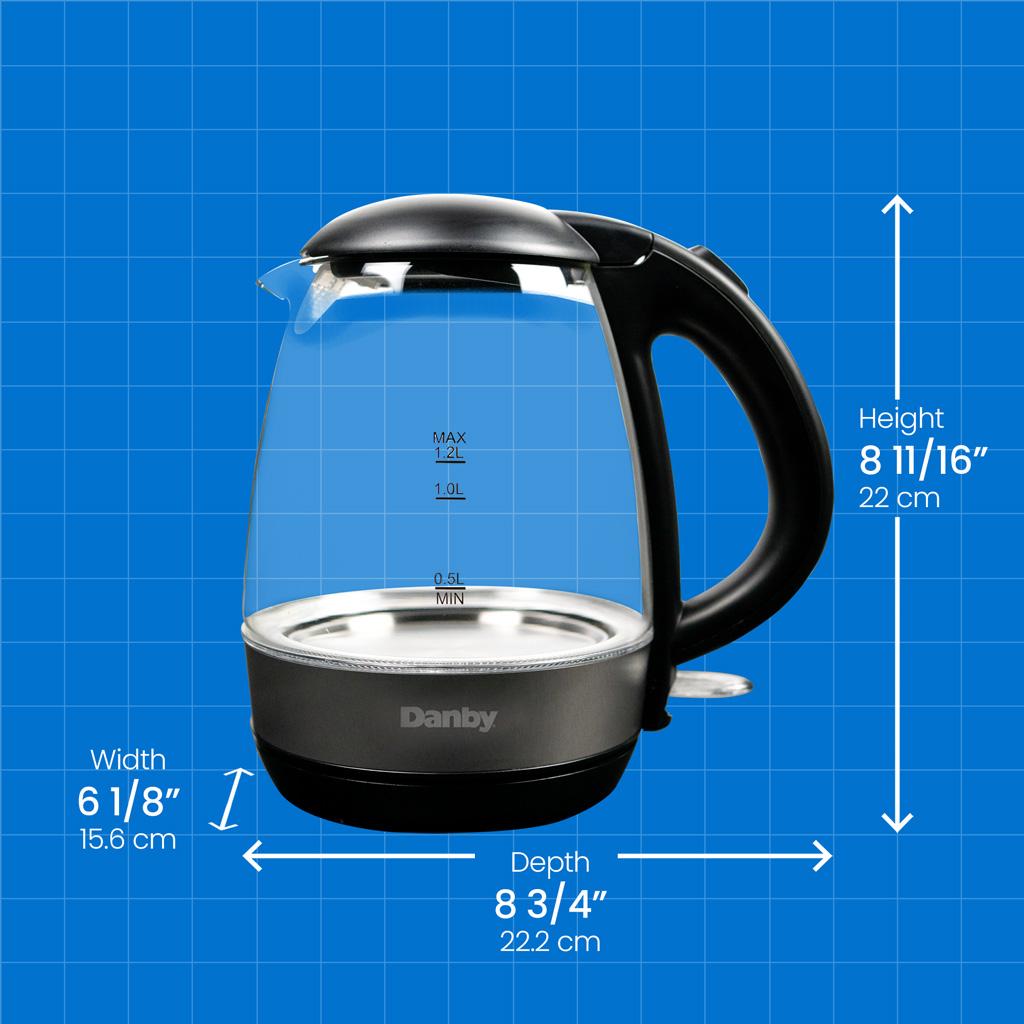 Danby 1.2L Glass Kettle in Black