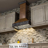 ZLINE 30 in. Wooden Wall Mount Range Hood in Antigua and Walnut - Includes Remote Motor