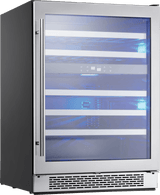 Presrv Wine Cooler, 24in Under Cabinet, SS+Glass, Reverse Door, 2 Zone
