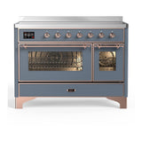 ILVE UMIB48NR3BGP Majestic III 48 inch Induction Range with 6 Elements, 5.02 cu. ft. Total Oven Capacity (Triple Glass Door, Blue Grey, Copper)