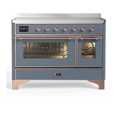 ILVE UMIB48NR3BGP Majestic III 48 inch Induction Range with 6 Elements, 5.02 cu. ft. Total Oven Capacity (Triple Glass Door, Blue Grey, Copper)