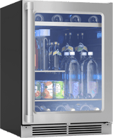 Presrv Pro Beverage Cooler, 24in Under Cabinet, SS+Glass, Reverse Door, 1 Zone