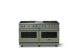 60"W.Dual Fuel Range (Finish: Eucalyptus, Trim: Polished Chrome, Fuel: Natural Gas)