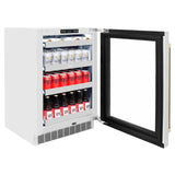 ZLINE 24 In. Touchstone Beverage Fridge with Stainless Steel Glass Door and Champagne Bronze Handle (RBSOZ-GS-24-CB)