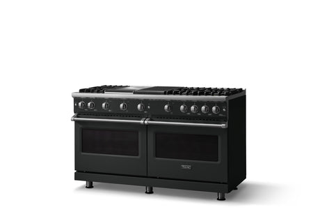 60"W. Sealed Burner Gas Range (Finish: Antique Bronze, Trim: Polished Chrome, Fuel: Natural Gas)