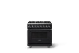 36"W. Dual Fuel Range (Burner: 6b, Finish: Onyx, Trim: Polished Chrome, Fuel: Propane)
