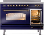 Nostalgie II 48 Inch Electric Freestanding Range in Blue with Bronze Trim