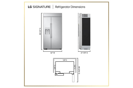 LG SIGNATURE 26 cu. ft. Smart Side-by-Side Built-In Refrigerator with Ice & Water Dispenser