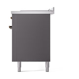 ILVE UN60FSQNMPMGB Nostalgie II Noblesse 60 inch Dual Fuel Range (7 Sealed Burners + Griddle + French Top, Natural Gas, Solid Door, Graphite Matte, Burnished)
