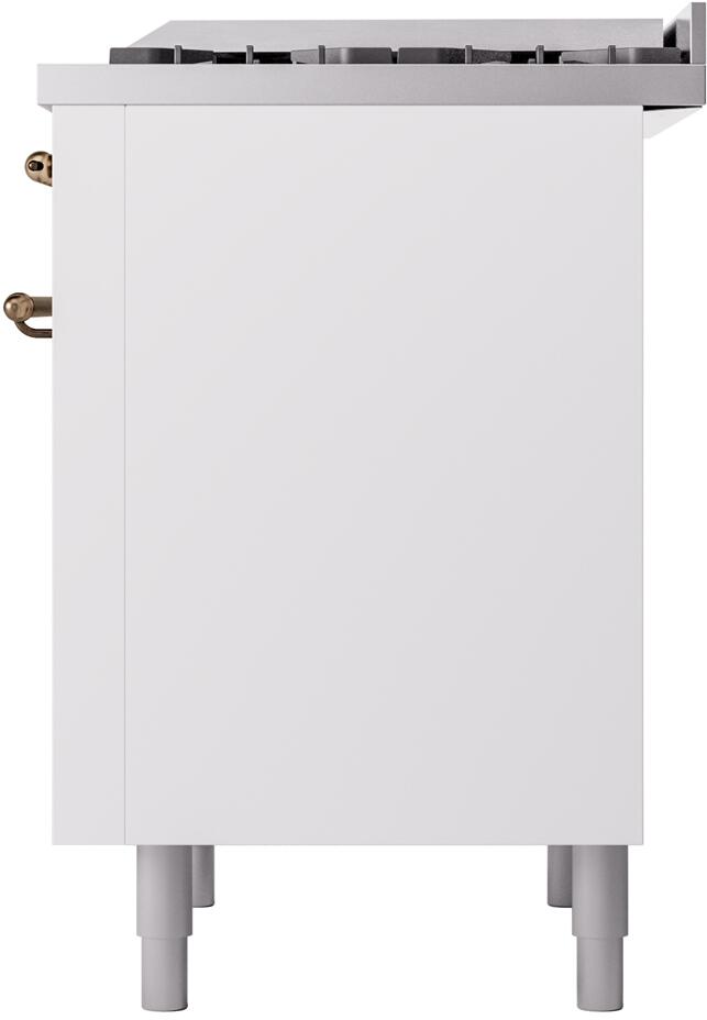 Nostalgie II 36 Inch Dual Fuel Natural Gas Freestanding Range in White with Bronze Trim