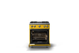 30"W. Sealed Burner Gas Range (Finish: Daffodil, Trim: Brushed Brass, Fuel: Natural Gas)