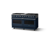60"W.Dual Fuel Range (Finish: Slate Blue, Trim: Polished Chrome, Fuel: Natural Gas)