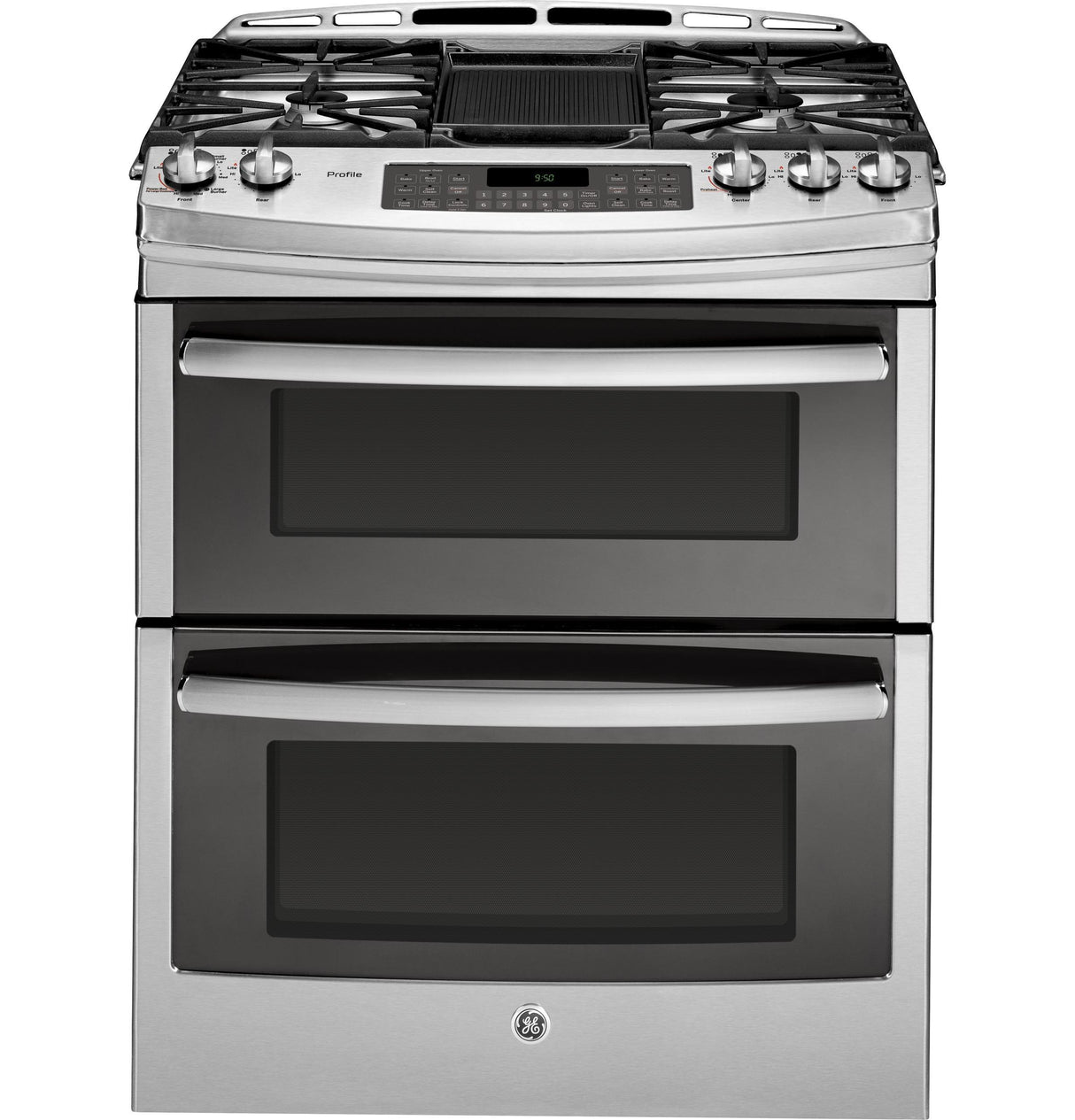 GE Profile™ Series 30" Slide-In Front Control Double Oven Gas Range