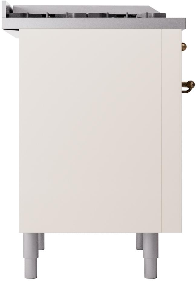 Nostalgie II 36 Inch Dual Fuel Natural Gas Freestanding Range in Antique White with Bronze Trim