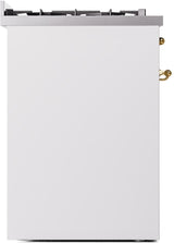 Nostalgie II 30 Inch Dual Fuel Natural Gas Freestanding Range in White with Brass Trim