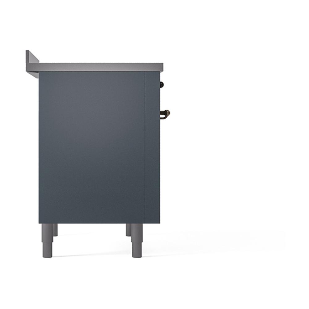 ILVE UNI366QNMPBGB Nostalgie II Noblesse 36 inch Induction Range (Solid Door, Blue Grey, Burnished)