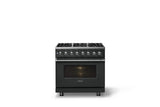 36"W. Dual Fuel Range (Burner: 6b, Finish: Antique Bronze, Trim: Polished Chrome, Fuel: Natural Gas)