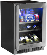 24" Beverage Center with Display Wine Rack - Stainless Frame, Glass Door With Lock - Integrated Left Hinge