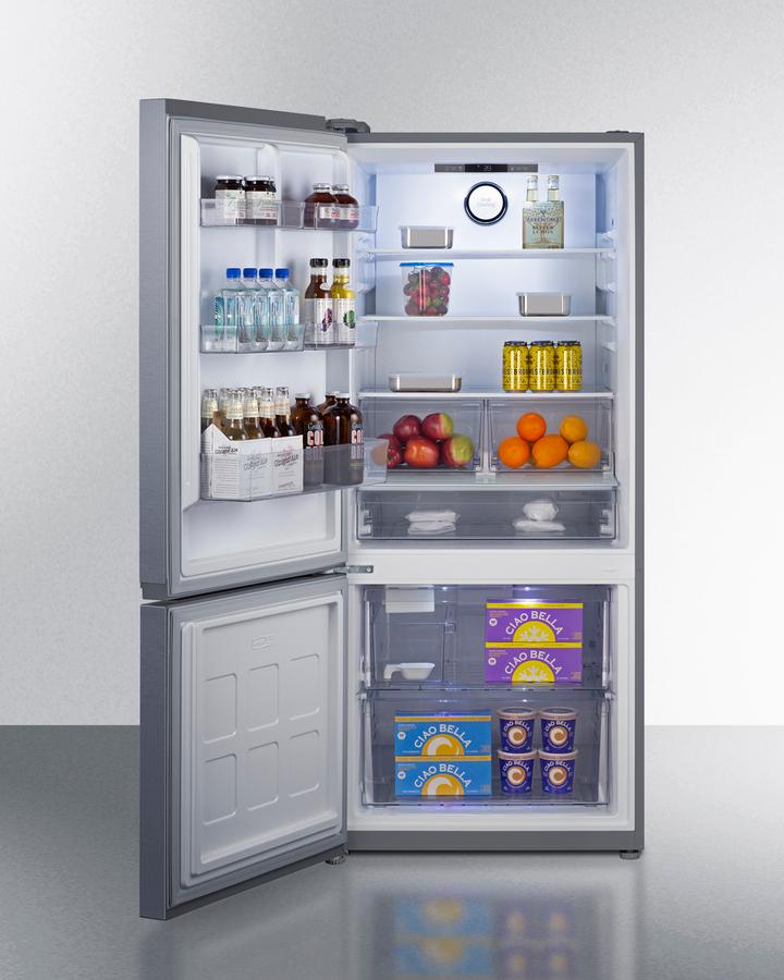 30" Wide Bottom Freezer Refrigerator With Icemaker, Counter Depth