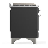 ILVE UM60FSQNR3MGCLP Majestic III 60 inch Dual Fuel Range with 7 Burners, Griddle and French Top, Dual Function Burner with up to 25,000 BTU (Liquid Propane, Solid Door, Graphite Matte, Chrome)